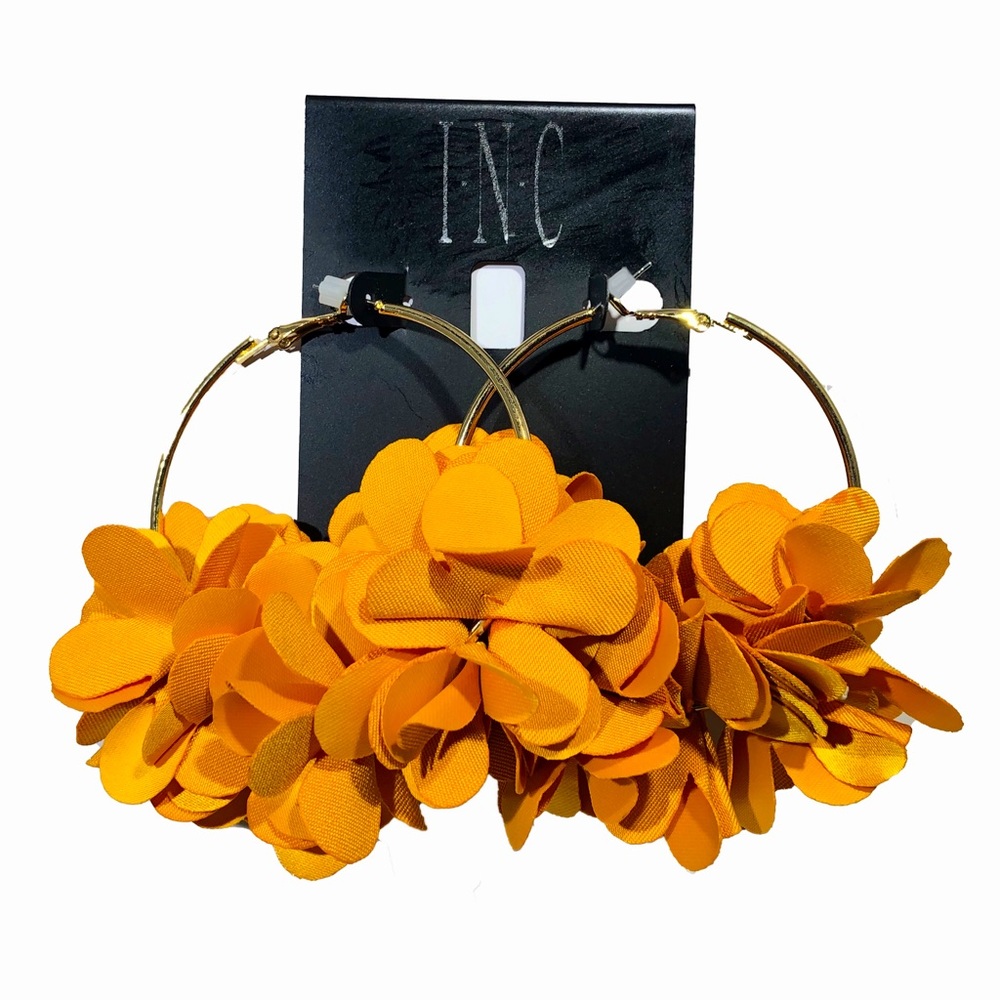 I.N.C Bold Orange Flower Hoop Earrings